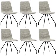 Dining chair 6 pcs gray faux leather - Dining Chair