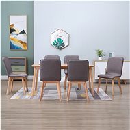 Dining Chairs 6 pcs Taupe Textile and Solid Oak Wood - Dining Chair