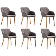 Dining chairs 6 pcs taupe textile and solid oak wood - Dining Chair