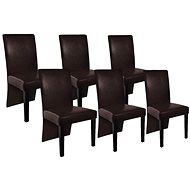 Dining chair 6 pcs dark brown faux leather - Dining Chair