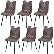 Dining chair 6 pcs dark brown faux leather - Dining Chair