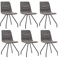Dining chair 6 pcs dark brown faux leather - Dining Chair