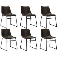Dining chair 6 pcs dark brown faux leather - Dining Chair