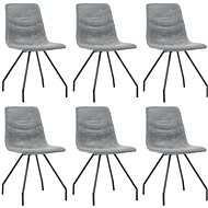 Dining chair 6 pcs dark gray faux leather - Dining Chair