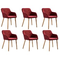 Dining chairs 6 pieces of burgundy textile and solid oak wood - Dining Chair