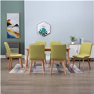 Dining Chairs 6 pcs Green Textile and Solid Oak Wood - Dining Chair