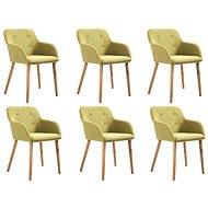 Dining Chairs 6 pcs Green Textile and Solid Oak Wood - Dining Chair