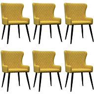 Dining chair 6 pcs yellow velvet - Dining Chair