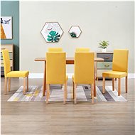 Dining chairs 6 pcs yellow textile - Dining Chair