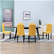 Dining chairs 6 pcs yellow textile - Dining Chair