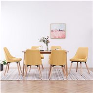 Dining chairs 6 pcs yellow textile - Dining Chair