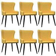 Dining chairs 6 pcs yellow textile - Dining Chair