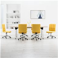 Dining chairs 6 pcs yellow textile - Dining Chair