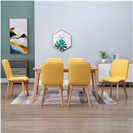 Dining chairs 6 pcs yellow textile and solid oak wood - Dining Chair