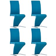 Dining chair with zigzag design 4 pcs blue faux leather - Dining Chair