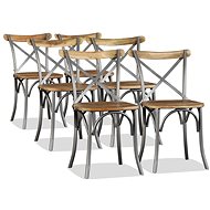 Dining Chair with Cross Back, 6 pcs, Solid Mango Wood - Dining Chair