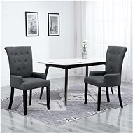 Dining chair with armrests 2 pcs dark gray textile - Dining Chair