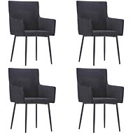 Dining chair with armrests 4 pcs black velvet - Dining Chair