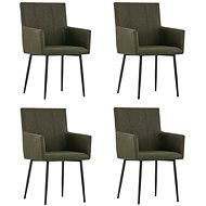 Dining chair with armrests 4 pcs brown textile - Dining Chair
