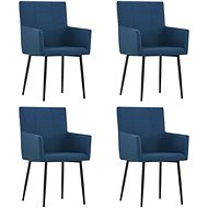 Dining chair with armrests 4 pcs blue textile - Dining Chair