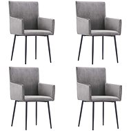 Dining chair with armrests 4 pcs gray velvet - Dining Chair