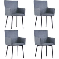 Dining chair with armrests 4 pcs gray faux brushed leather - Dining Chair