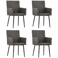Dining chair with armrests 4 pcs taupe textile - Dining Chair