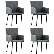Dining chair with armrests 4 pcs dark gray textile - Dining Chair