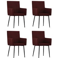 Dining chair with armrests 4 pcs burgundy textile - Dining Chair