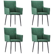Dining chair with armrests 4 pcs green velvet - Dining Chair