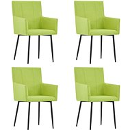 Dining chair with armrests 4 pcs green textile - Dining Chair