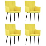 Dining chair with armrests 4 pcs yellow textile - Dining Chair