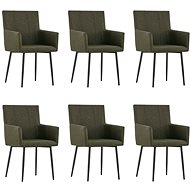 Dining chair with armrests 6 pcs brown textile - Dining Chair