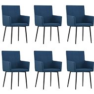 Dining chair with armrests 6 pcs blue textile - Dining Chair