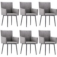 Dining chair with armrests 6 pcs gray velvet - Dining Chair