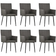 Dining chair with armrests 6 pcs taupe textile - Dining Chair