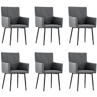 Dining Chair with Armrests 6 pcs Dark Grey Textile - Dining Chair