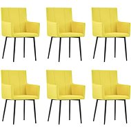 Dining Chair with Armrests 6 pcs Yellow Textile - Dining Chair