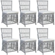Dining Chairs with Cushions 4 pcs Grey Natural Rattan - Dining Chair