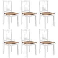 Dining chair with cushions 6 pieces of white solid wood - Dining Chair