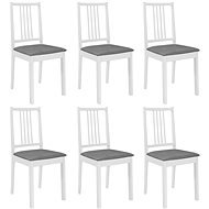 Jedálenské stoličky s poduškami 6 ks biele masívne drevo - Jedálenská stolička