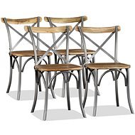 Jedálenské stoličky, 4 ks, masívne mangové drevo s krížovým operadlom - Jedálenská stolička