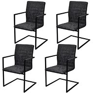 Cantilever dining chairs 4 pcs black faux leather - Dining Chair