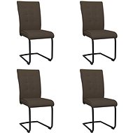 Cantilever dining chairs 4 pcs brown textile - Dining Chair