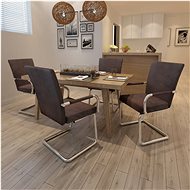 Cantilever dining chairs 4 pcs brown faux leather - Dining Chair