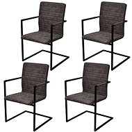 Cantilever dining chairs 4 pcs brown faux leather - Dining Chair