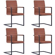 Cantilever dining chairs 4 pcs brown faux leather - Dining Chair