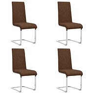 Cantilever dining chairs 4 pcs brown faux leather - Dining Chair