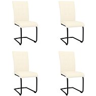 Cantilever dining chairs 4 pcs cream textile - Dining Chair
