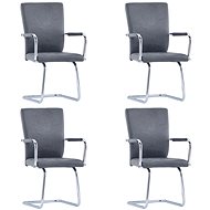 Cantilever dining chairs 4 pcs suede gray faux leather - Dining Chair